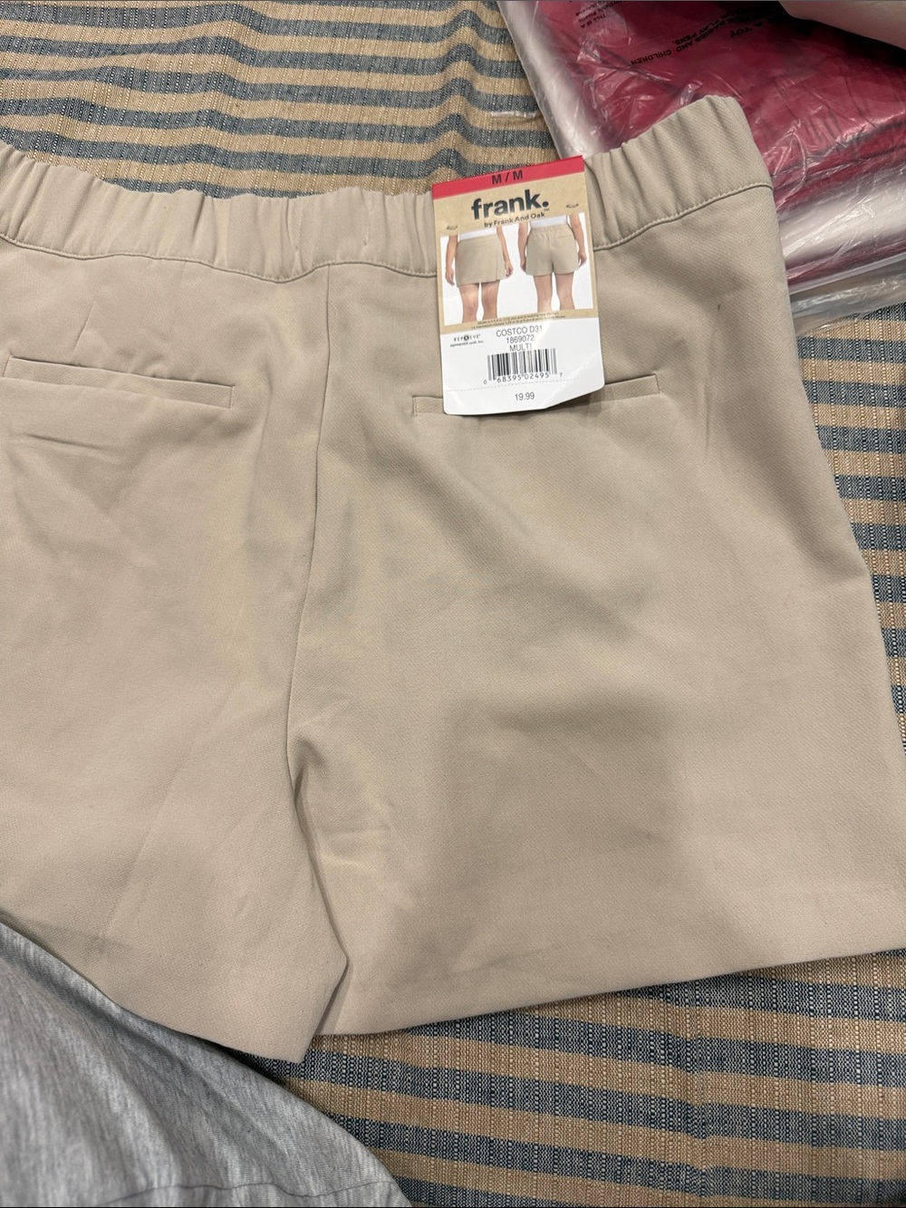 frank. beige elastic waist shorts